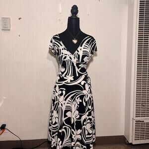 Dark fairy core maggy london black & white floral mini dress with tie